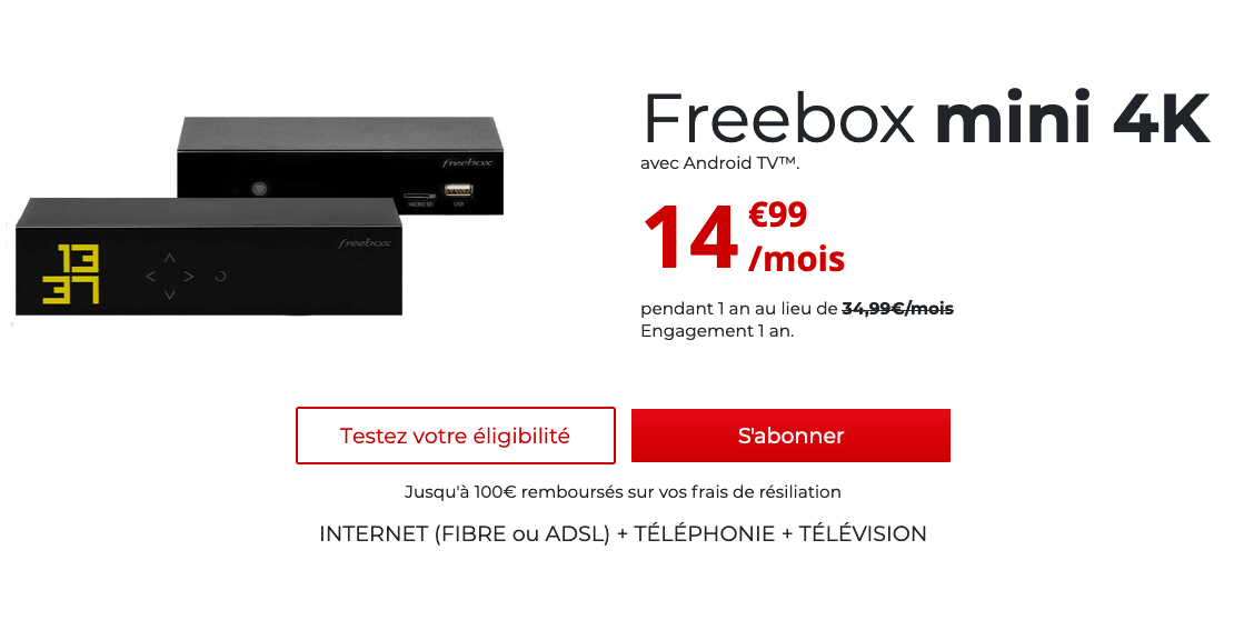 Box internet, TV et téléphone à 15€