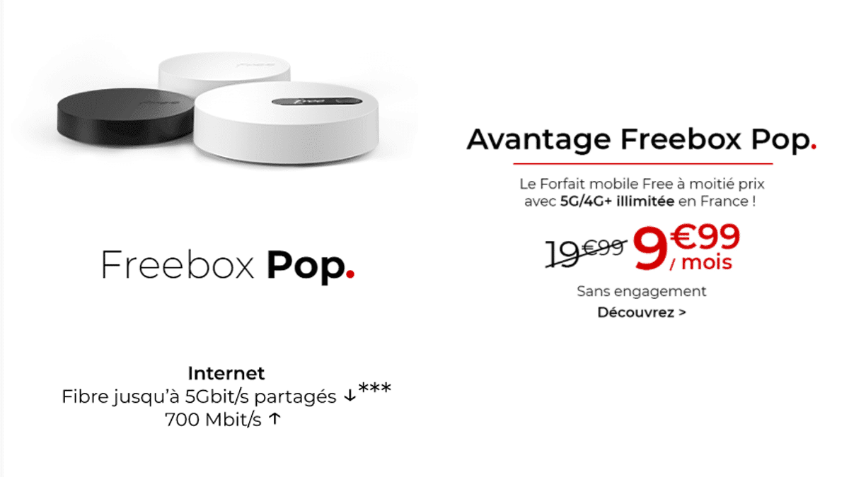 Forfait mobile 5G et Freebox Pop
