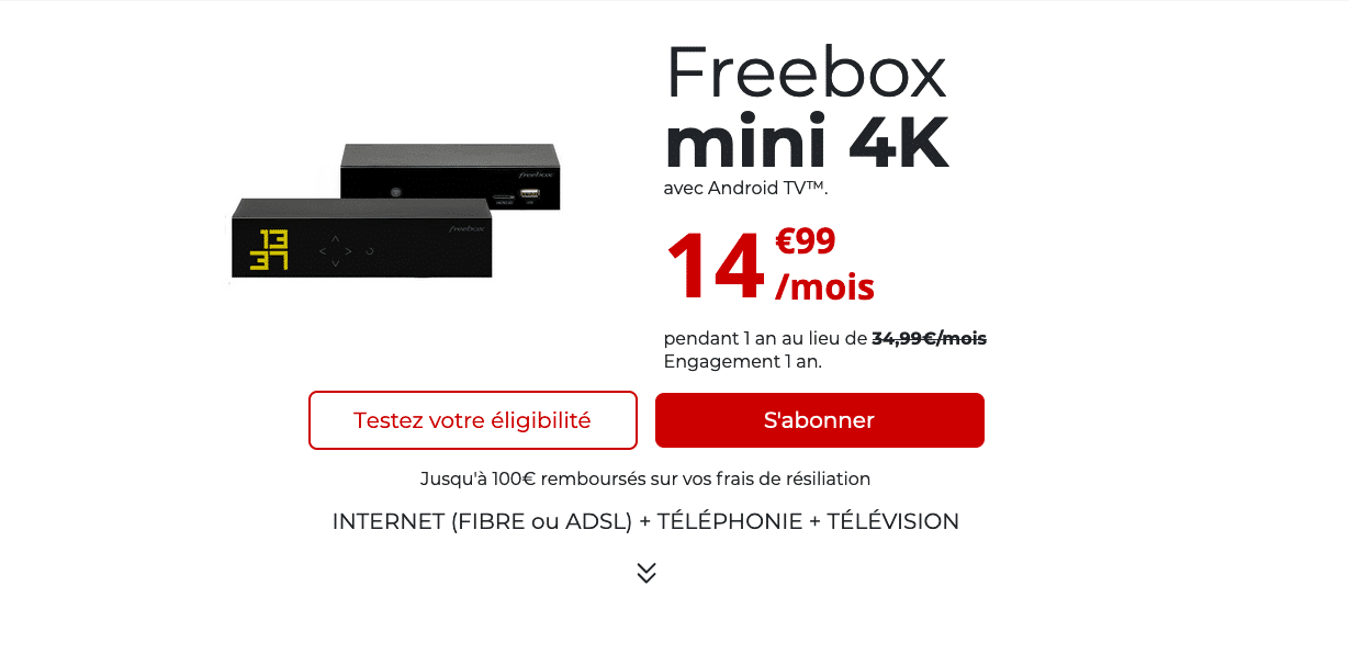 Les forfaits box internet du moment avec la Freebox mini 4K.