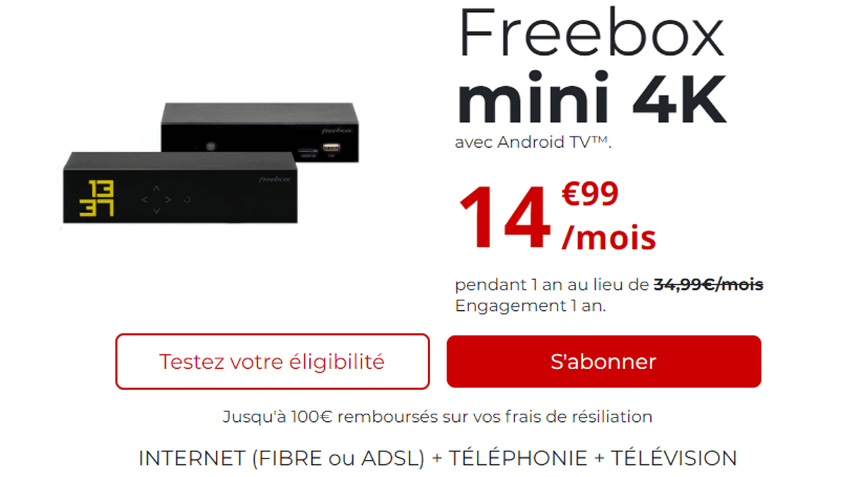 Freebox mini 4K 14,99€/mois