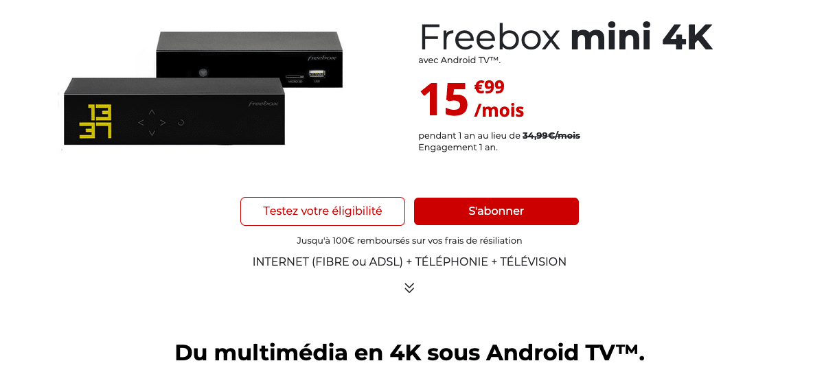 Box pas chere freebox mini 4K