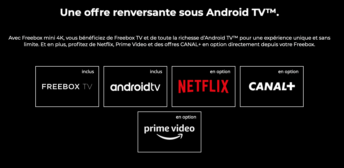 les services de la box android tv free