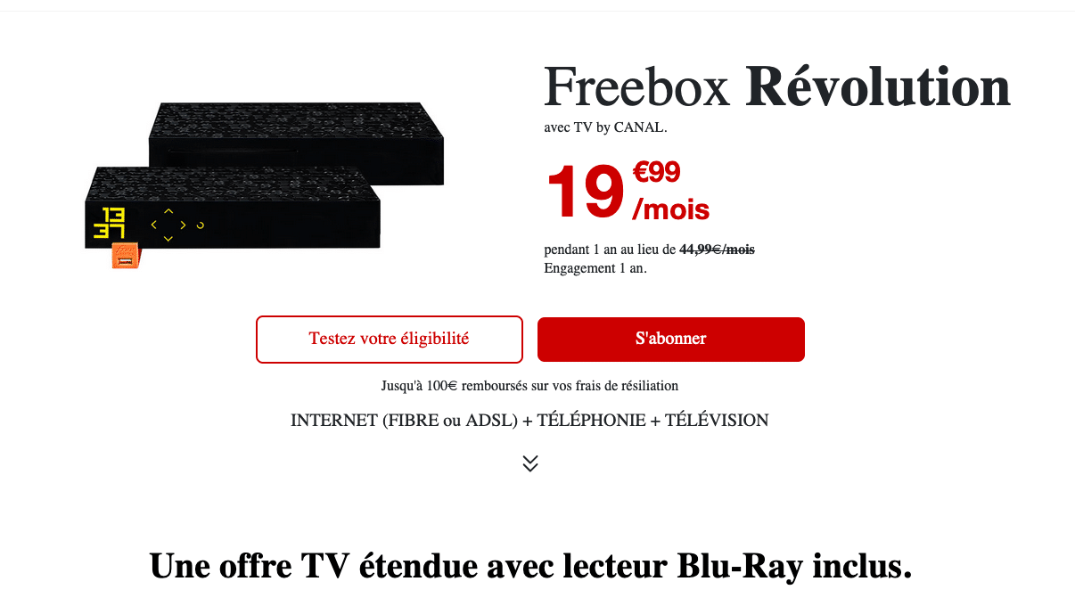 box internet avec tv freebox revolution