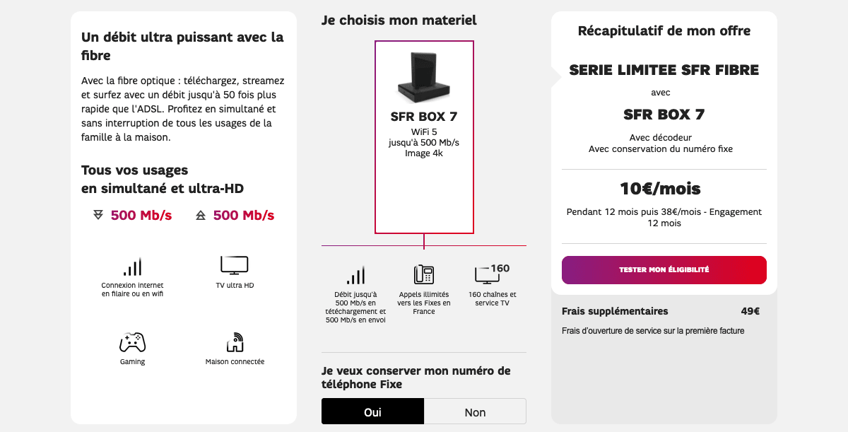 SFR box à 10€/mois promo