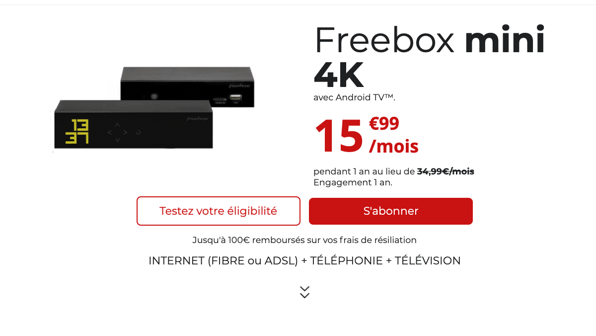 fibre à 20€ freebox 4k mini