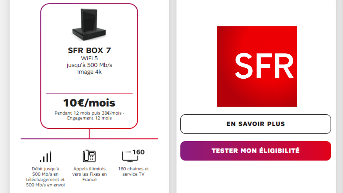 Promo box fibre optique SFR 10€
