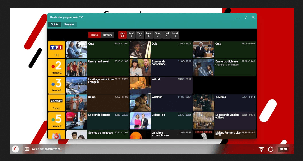 Nouvelle interface Freebox guide des programmes