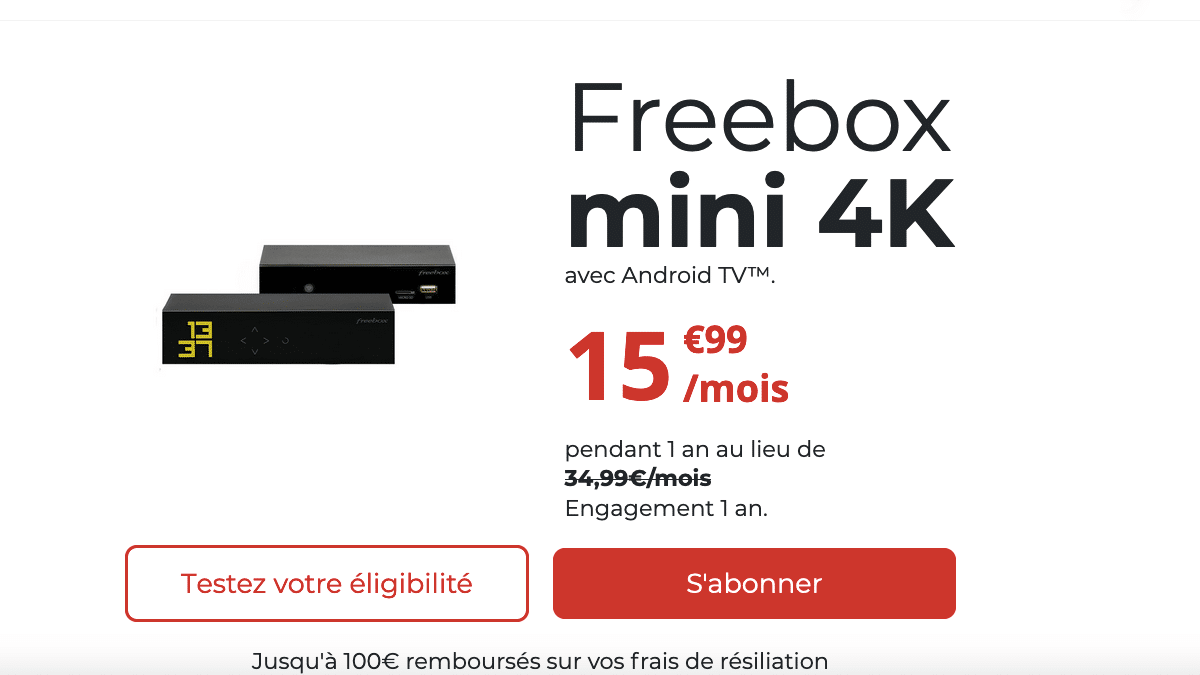 La Freebox Mini 4K pour 15,99 euros, engagement un an