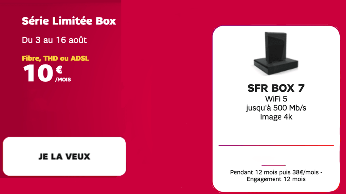 L'offre Box + forfait de SFR, avec la box fibre à 20€