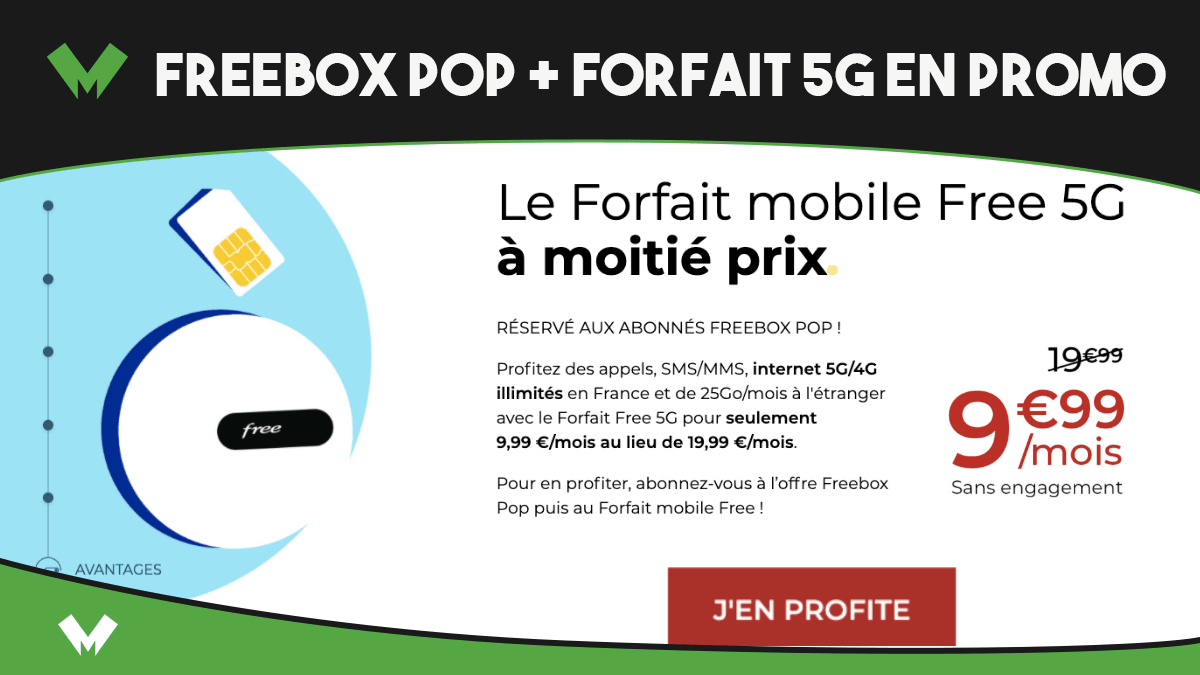 Promotion sur la Freebox Pop avec un forfait 5G à moitié prix