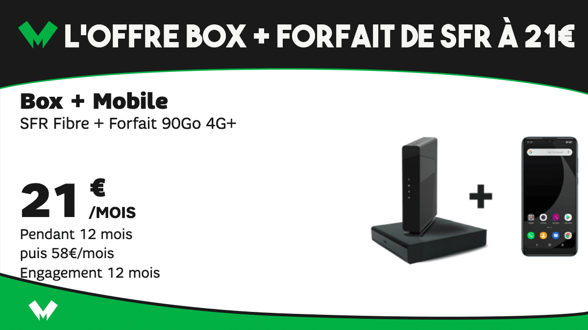 L'offre box + forfait à 21€ de chez SFR