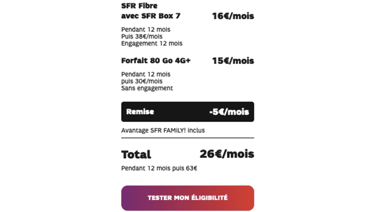 Box + forfait mobile SFR