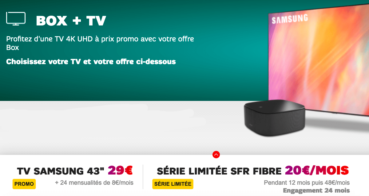 Une offre box + Smart TV avec une box fibre optique à 20€ chez SFR