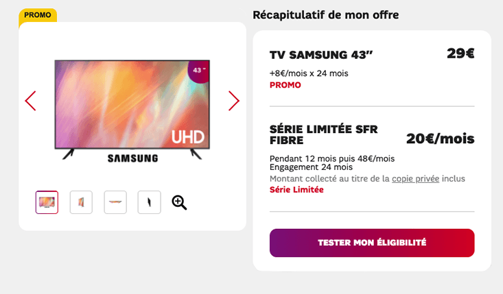 Offre smart TV Samsung de SFR
