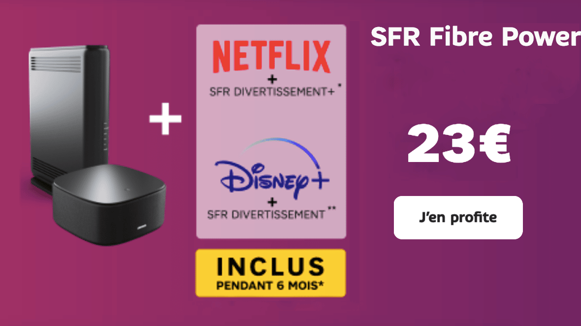 Avec la box SFR Power Fibre, les abonnés profitent de Netflix ou Disney+ pendant 6 mois