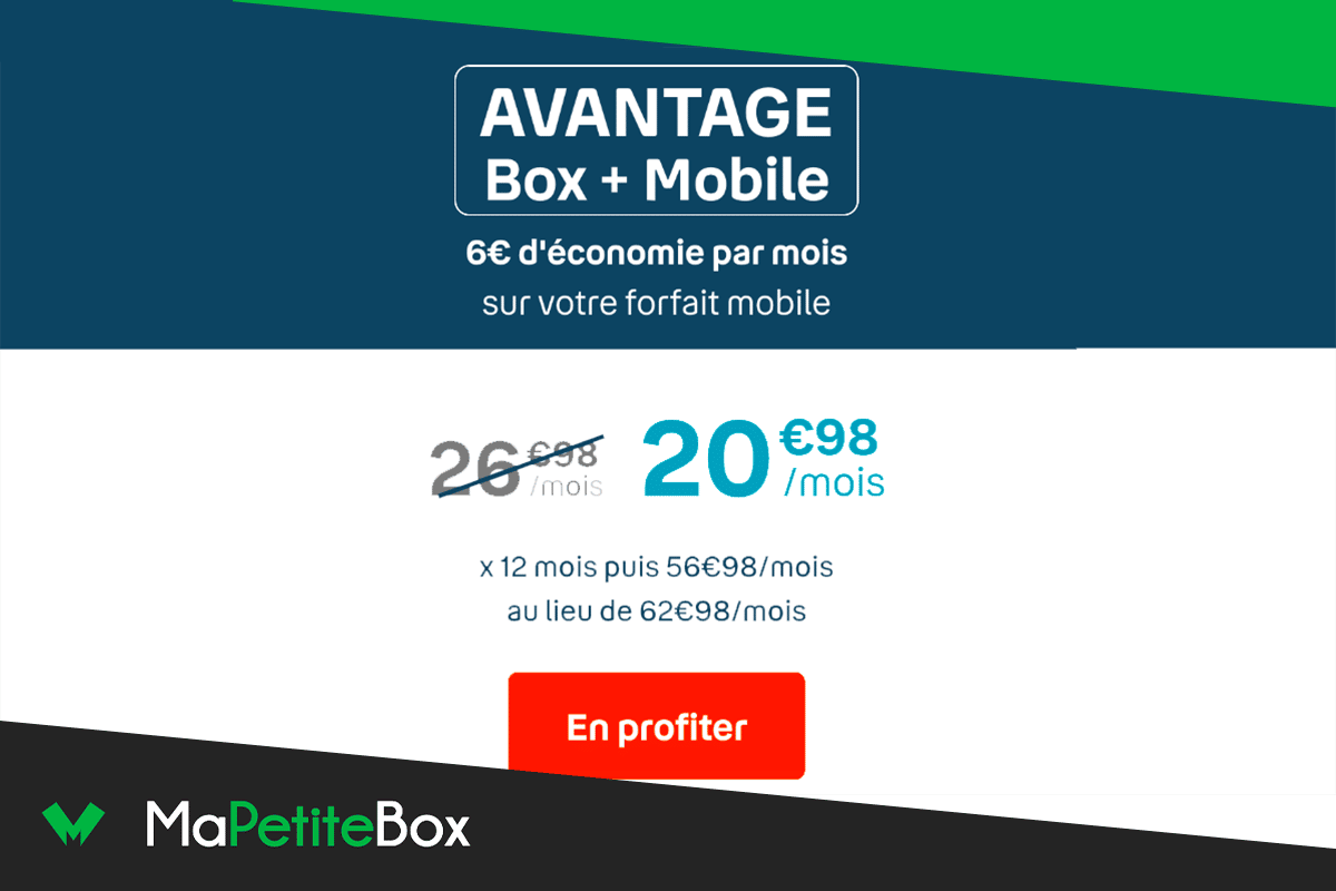 L'avantage box internet + forfait mobile revient à 20,98€ chez Bouygues