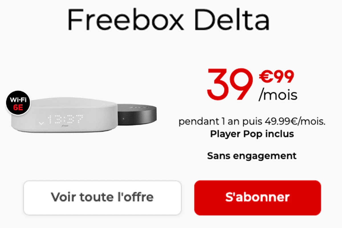 Freebox Delta box internet pas d'engagement