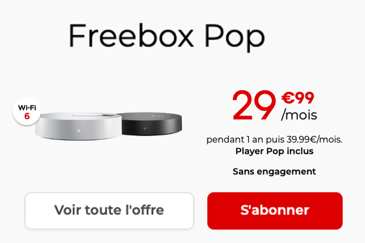 Freebox Pop abonnement sans engagement