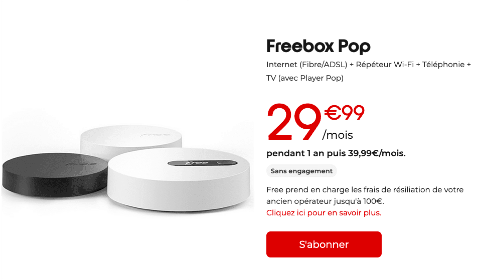 La Freebox Pop en promotion avec la fibre