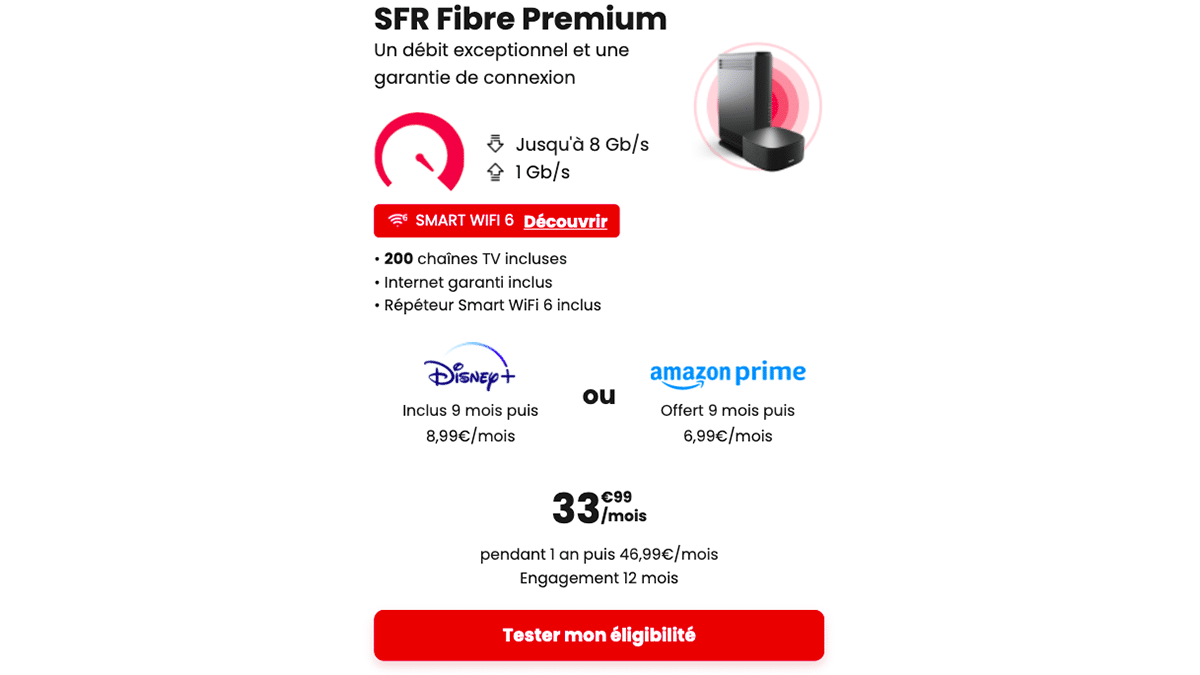 Box pas chère SFR Fibre Premium avec VOD