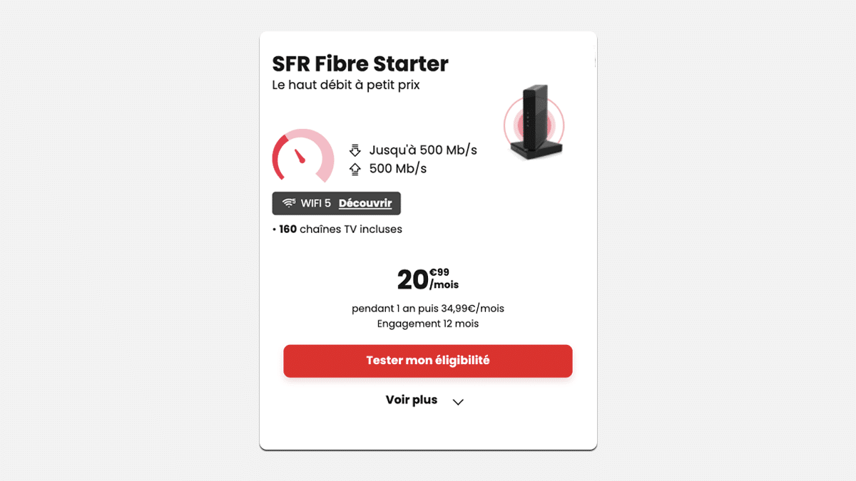 Promo SFR Fibre Starter