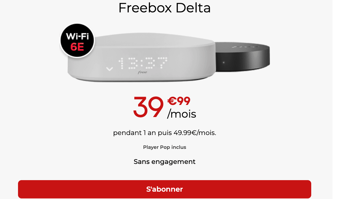 Offre internet en promo Freebox Delta