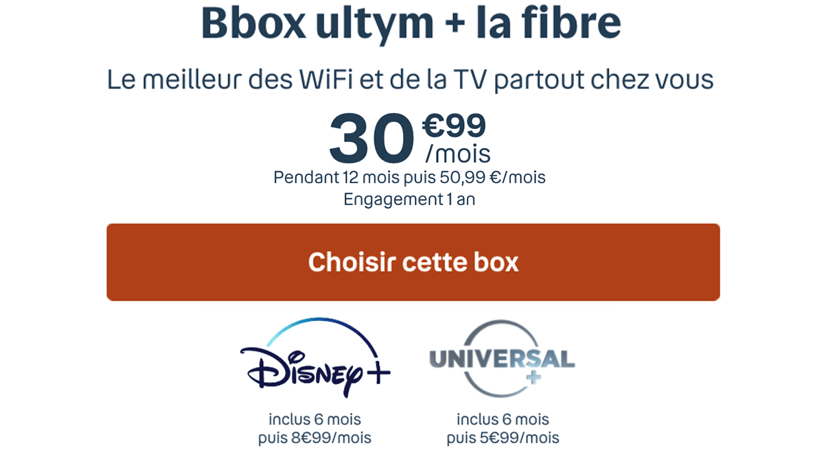 Box internet avec Disney+ Bbox ultym de Bouygues Telecom