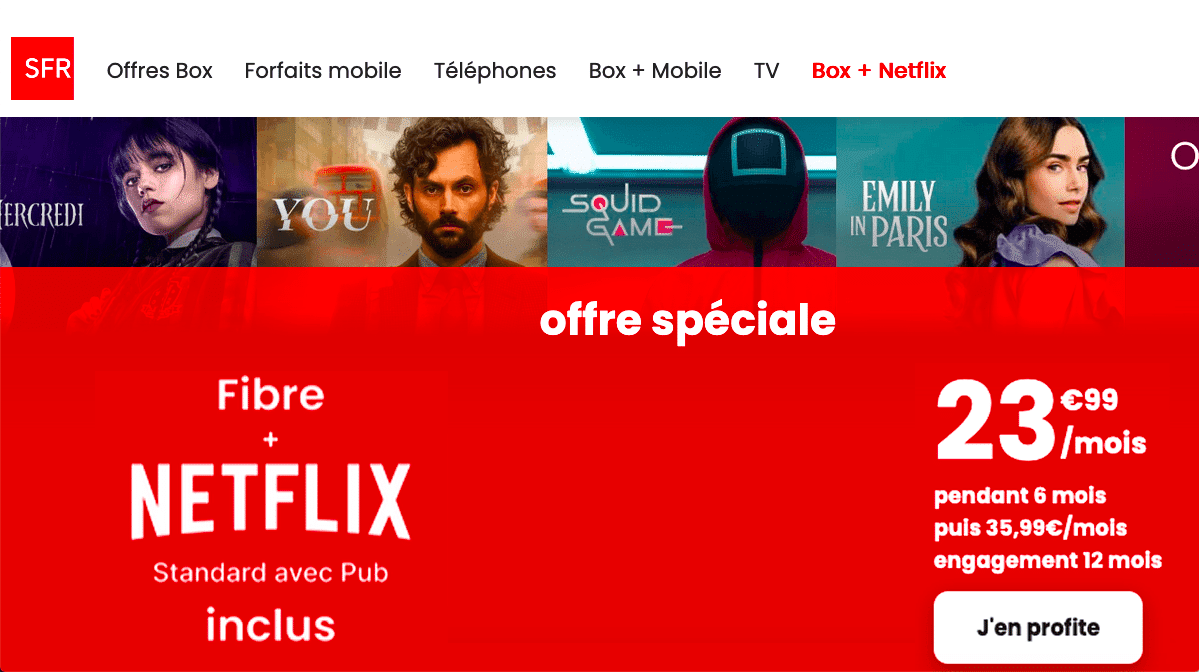 Box avec TV Netflix SFR