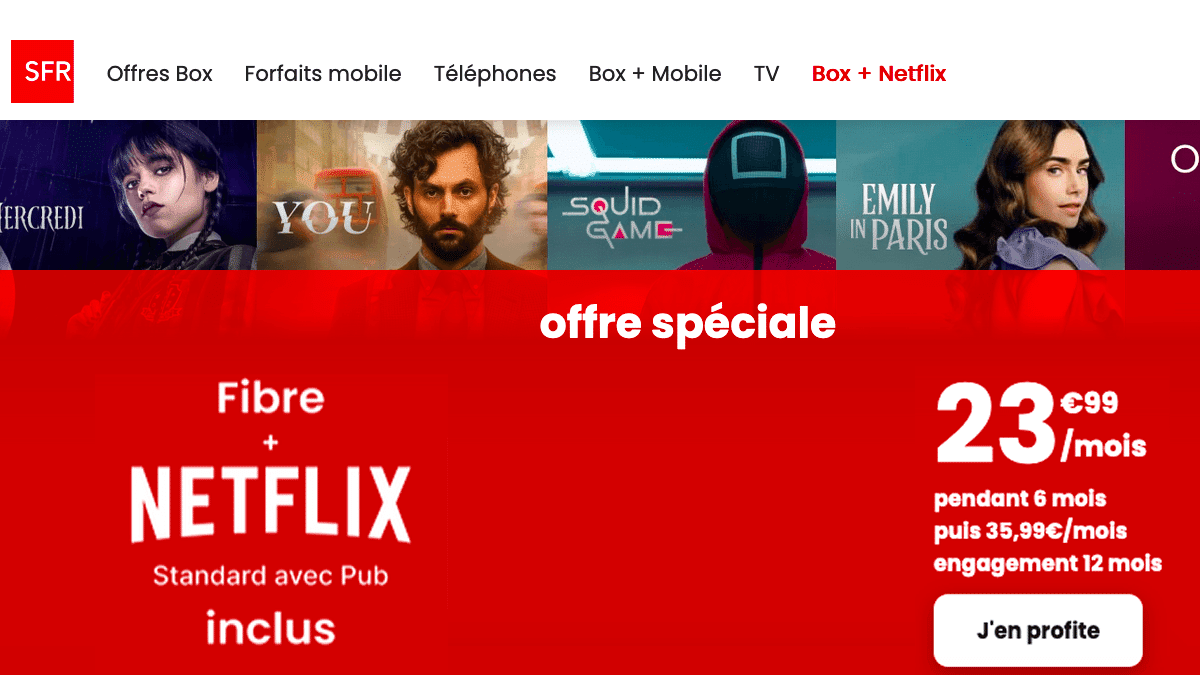 Box internet pas chère SFR Netflix