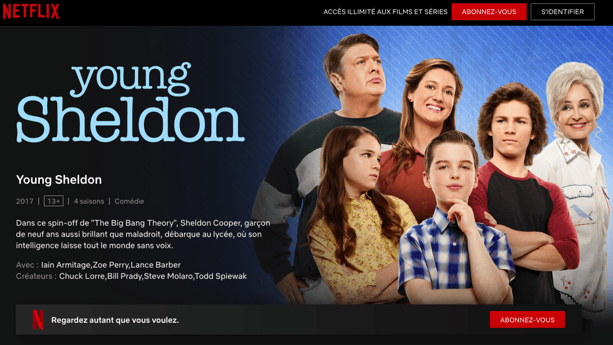 Young Sheldon sur Netflix