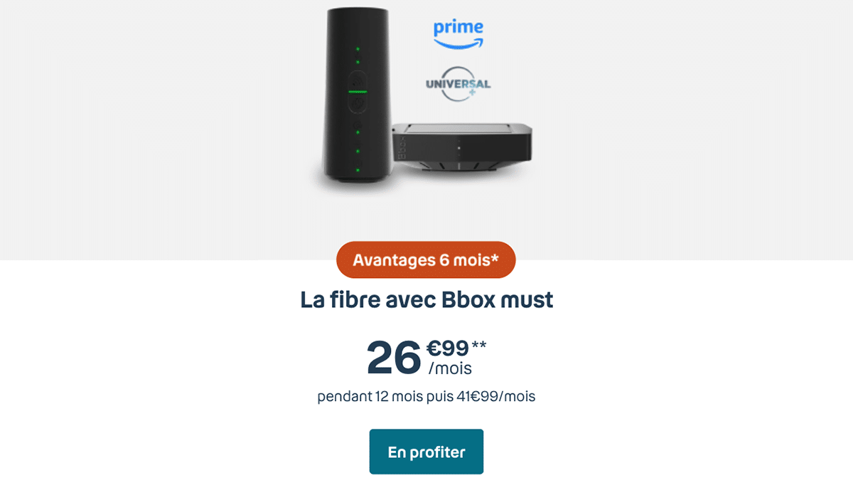 Box internet fibre avec Prime et Universal+ Bouygues