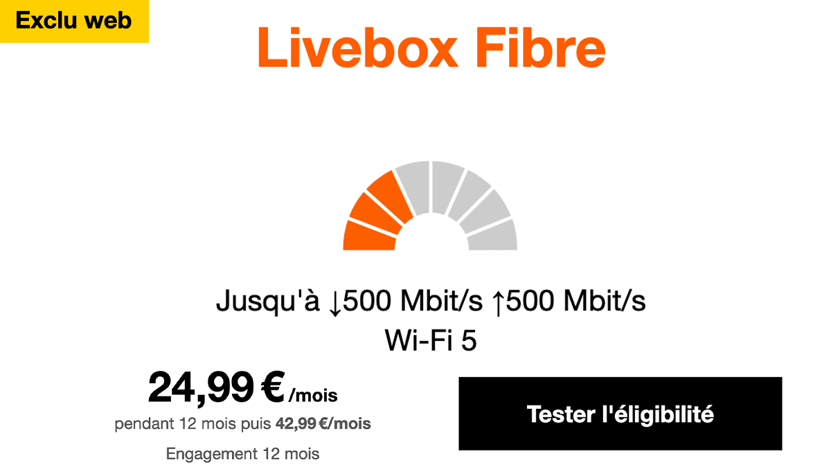 Livebox box en promo avec fibre optique Orange