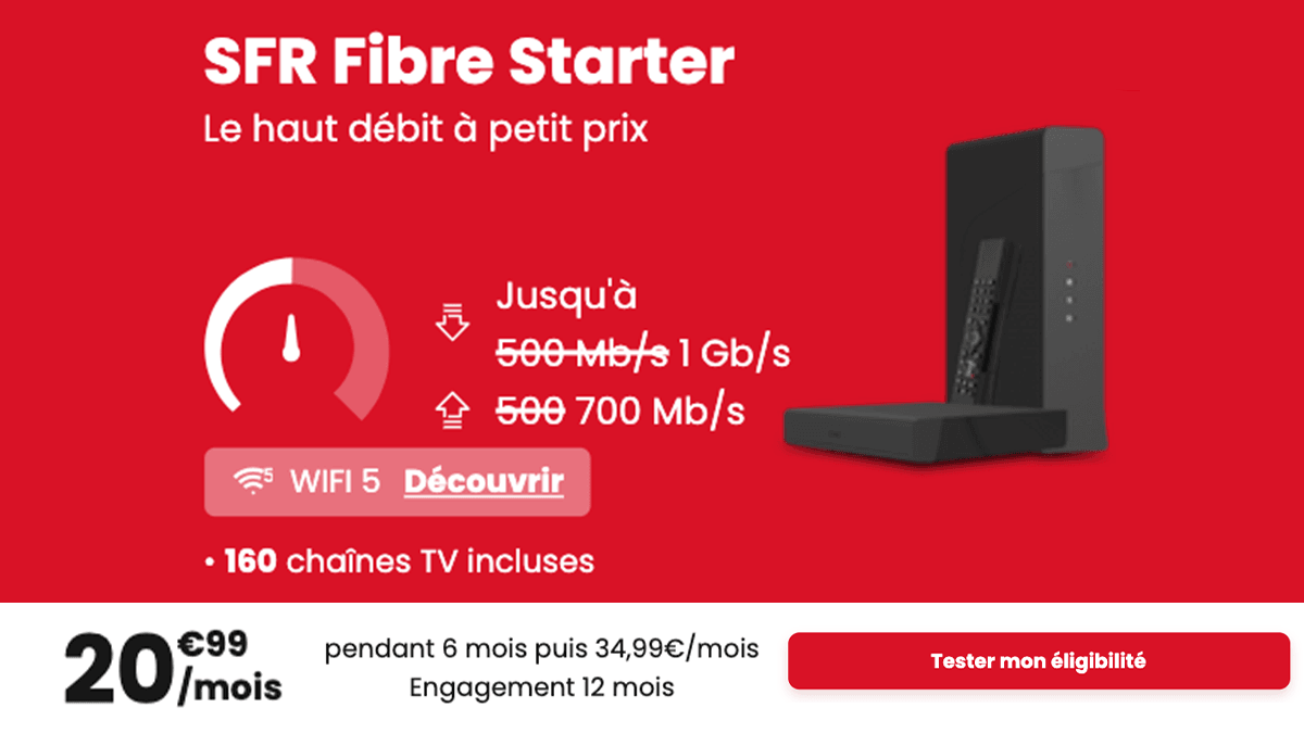 SFR box internet fibre promo 6 mois