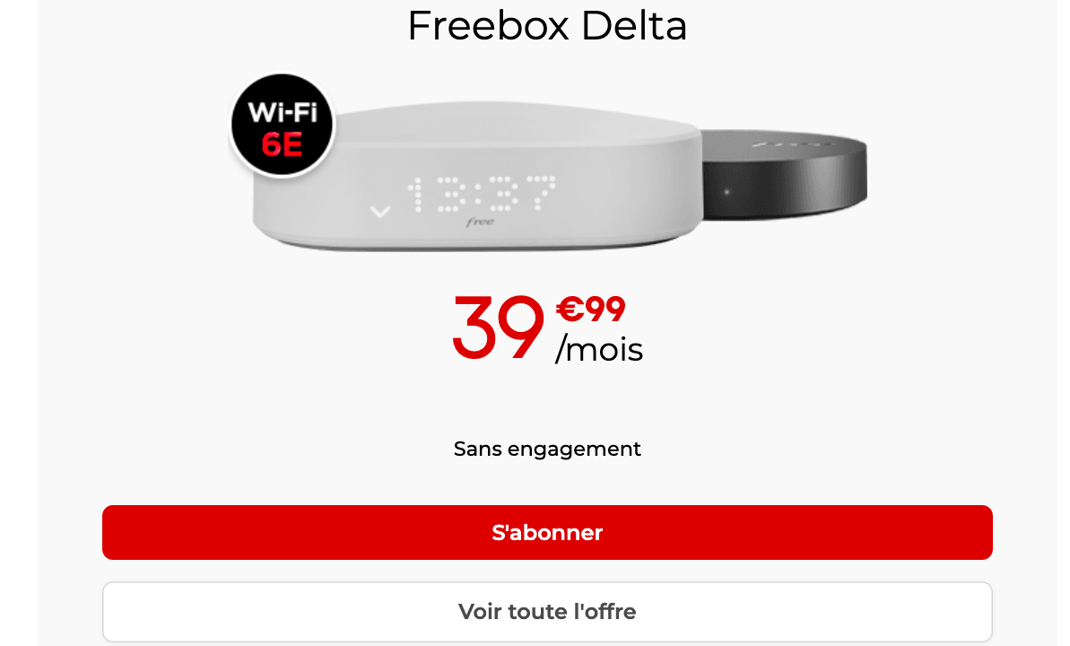 Box internet Freebox Delta sans engagement