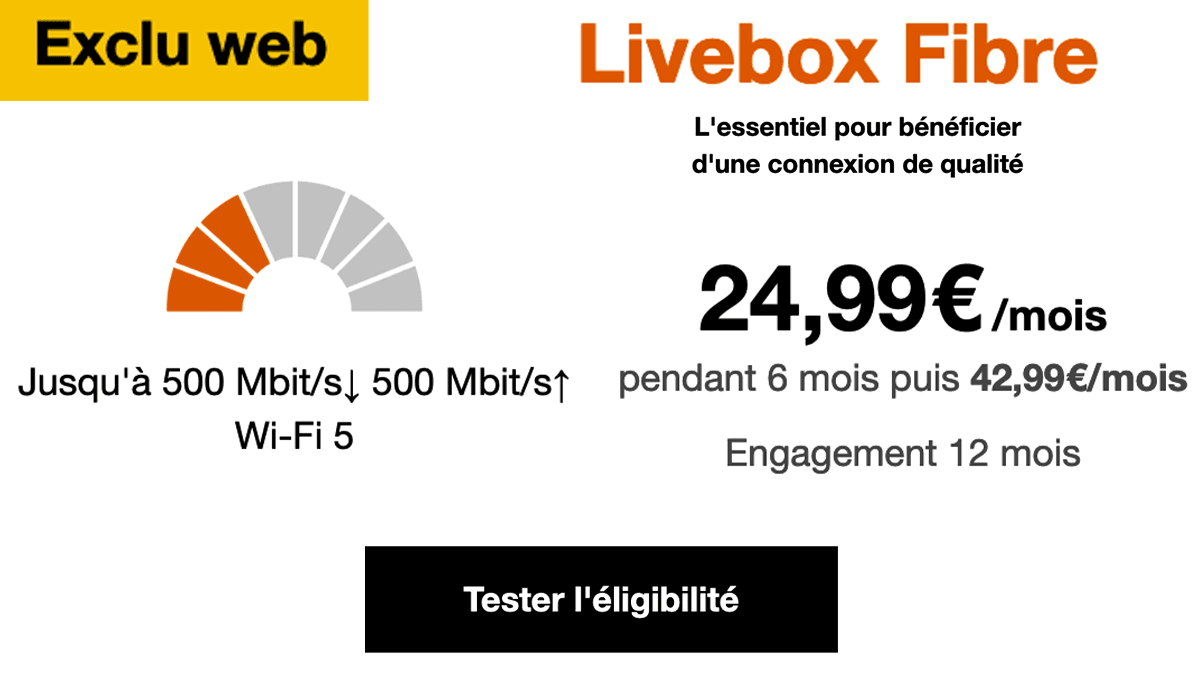 Livebox Fibre gratuite 2 mois