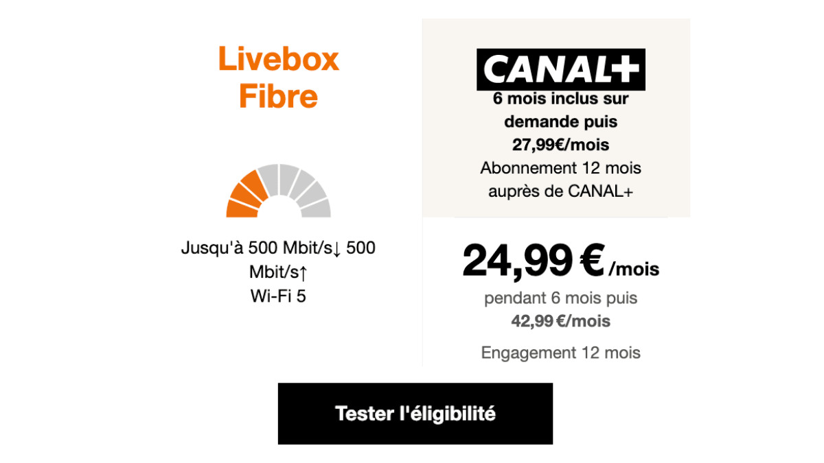 Livebox Fibre avec Canal+ offert