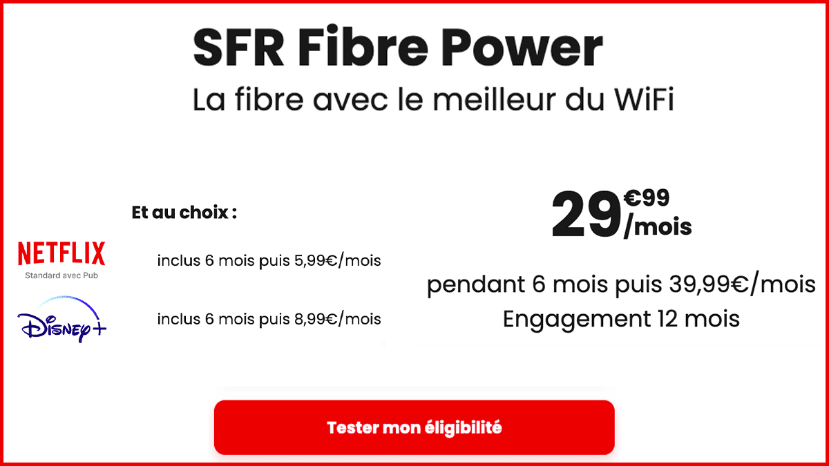 SFR Fibre Power box internet avec Netflix