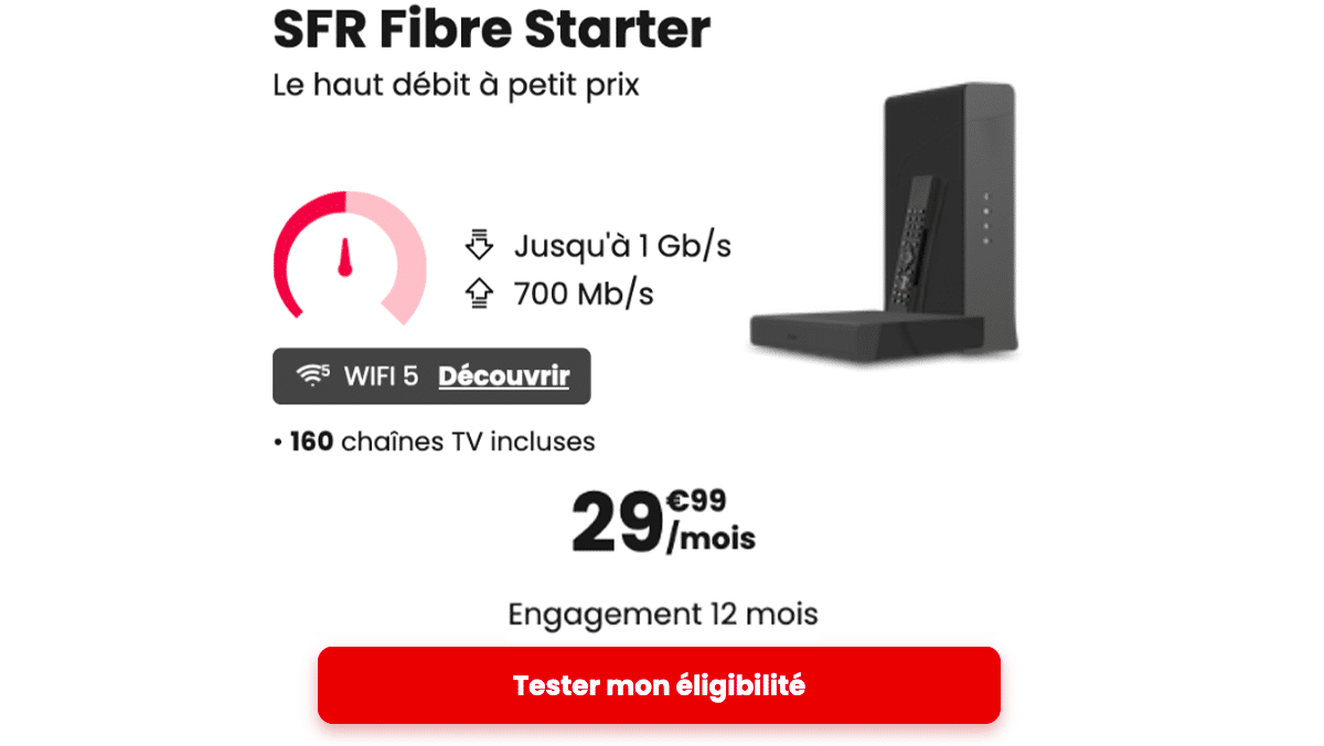 Nouvelle box internet fibre de SFR à prix fixe