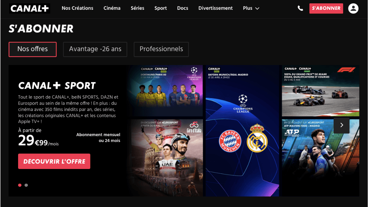 Canal+ pour regarder le foot Bayern - Real
