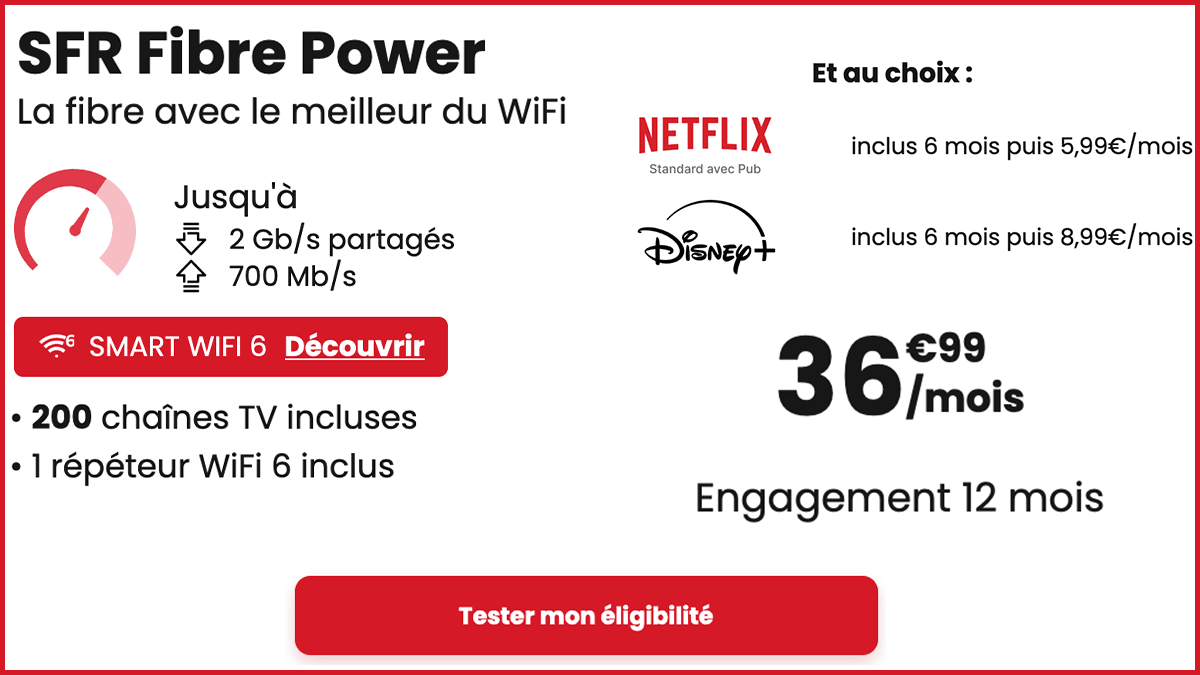 SFR Fibre Power box avec Netflix