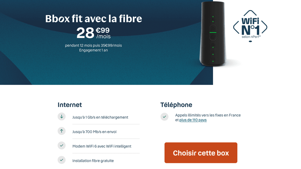 Tout l'essentiel avec la box internet Bbox fit : Internet et téléphonie