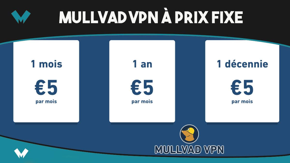Mullvad VPN à prix fixe moins de 5€
