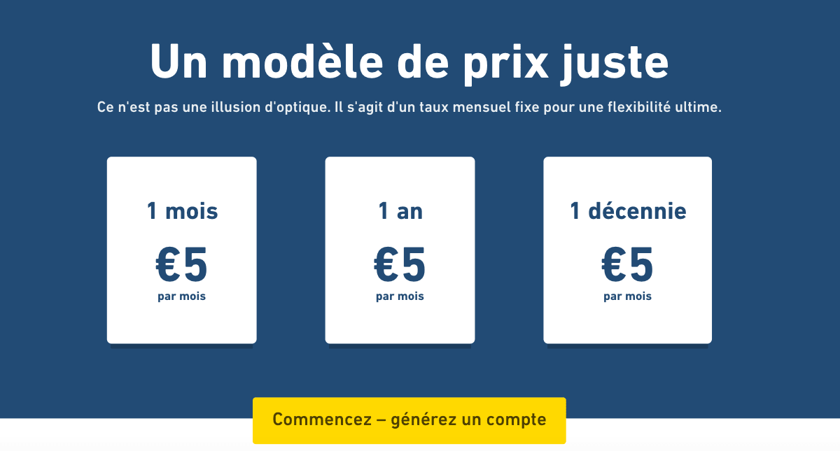Prix en vigueur chez Mullvad VPN