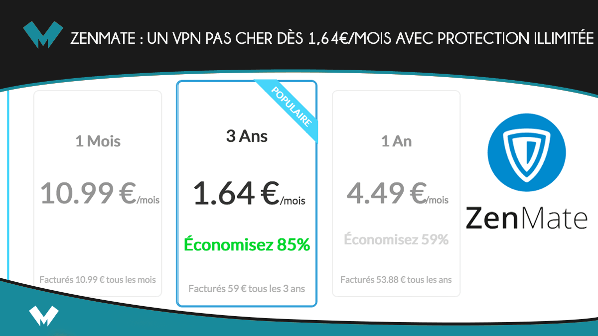 Zenmate : un VPN pas cher dès 1,64€/mois avec protection illimitée