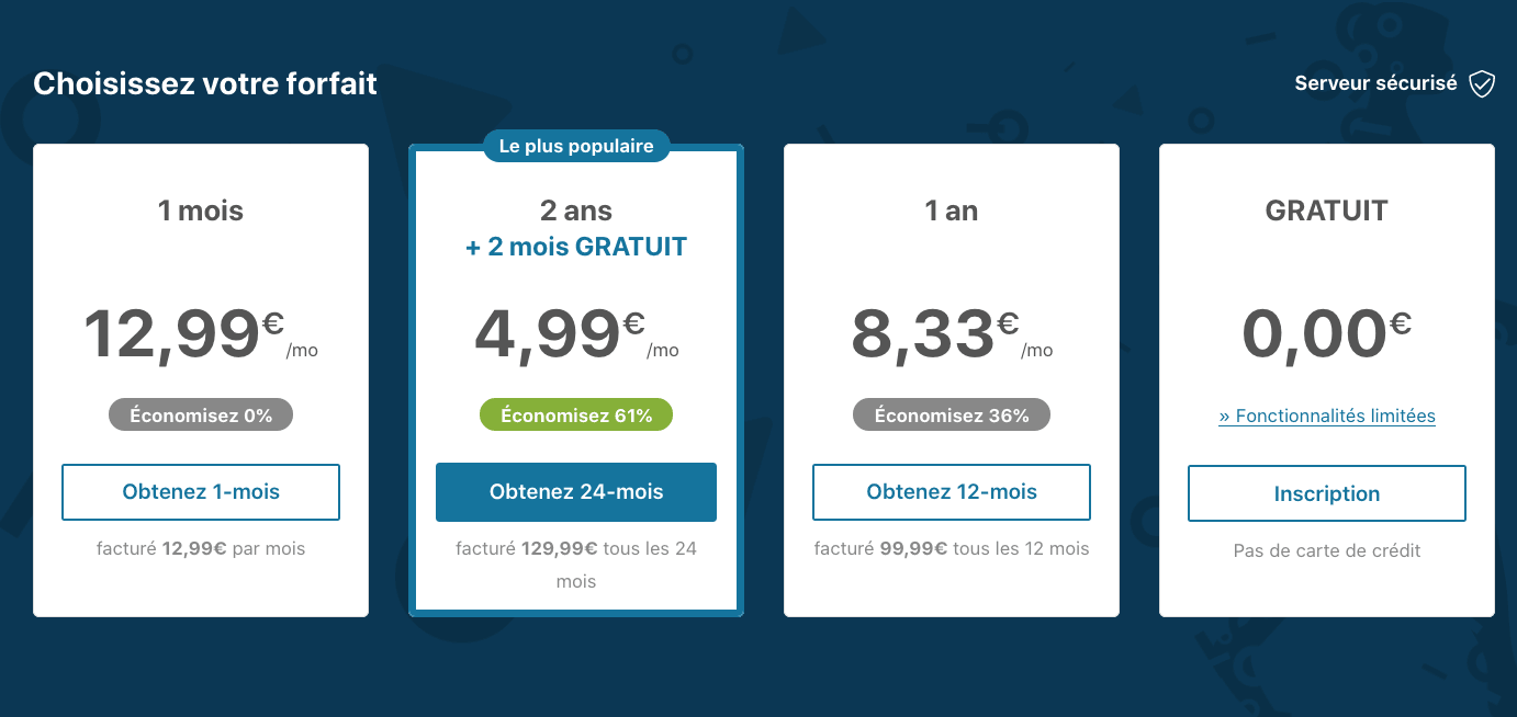 Les prix de Hide.me Les prix de Hide.me