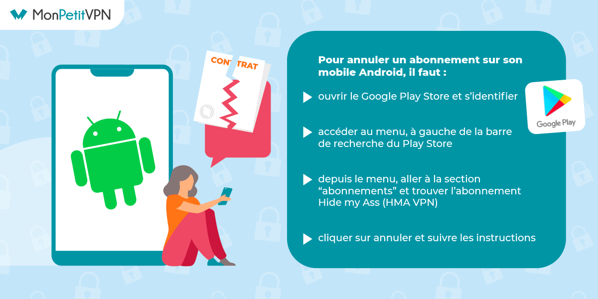 Résilier HideMyAss via le Google Play Store Annuler son abonnement HideMyAss via Android