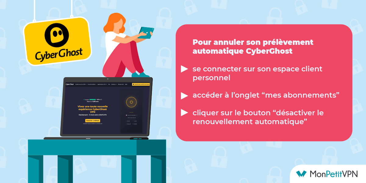 Se connecter à son espace client CyberGhost pour résilier Résilier CyberGhost depuis son espace client