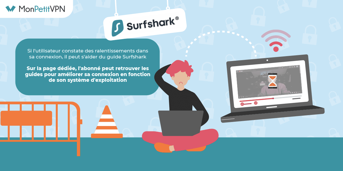 Ralentissement pendant l'utilisation de Surfshark L'application Surfshark peut parfois entraîner une perte de débit