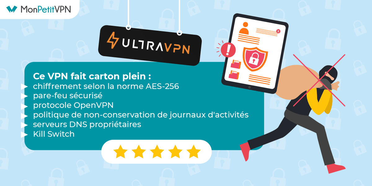 Les fonctionnalités pour la sécurité proposées par UltraVPN Des avis positifs concernant la sécurité proposée par UltraVPN