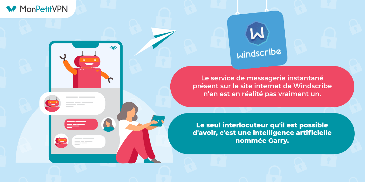 Le chatbot mis en place par le service client Windscribe VPN Contacter Windscribe via un chat en ligne